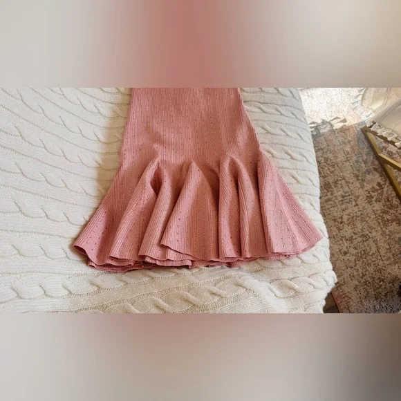 LoveShackFancy Maryanne Crystal Knit Mini Dress In PINK CHAMPAGNE, brand new. - Picture 14 of 15